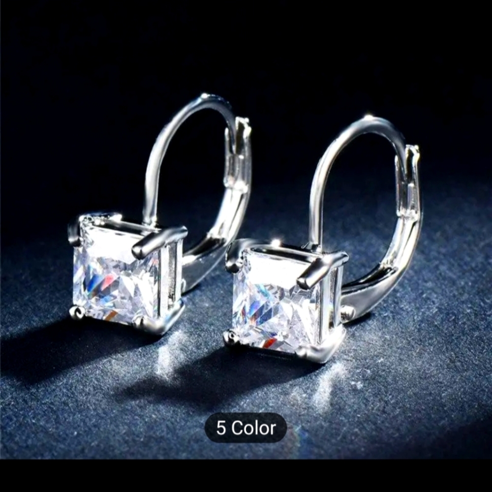 White Gold Plated Zircon Earrings